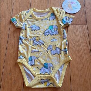 Little Sleepies Yellow Elephant Print Bodysuit